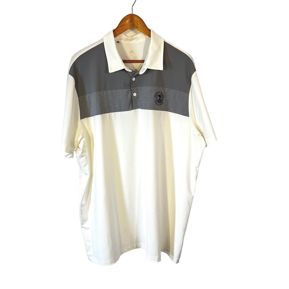 Adidas Pebble Beach Golf Links Polo Shirt Men's 2XL‎ XXL White Gray